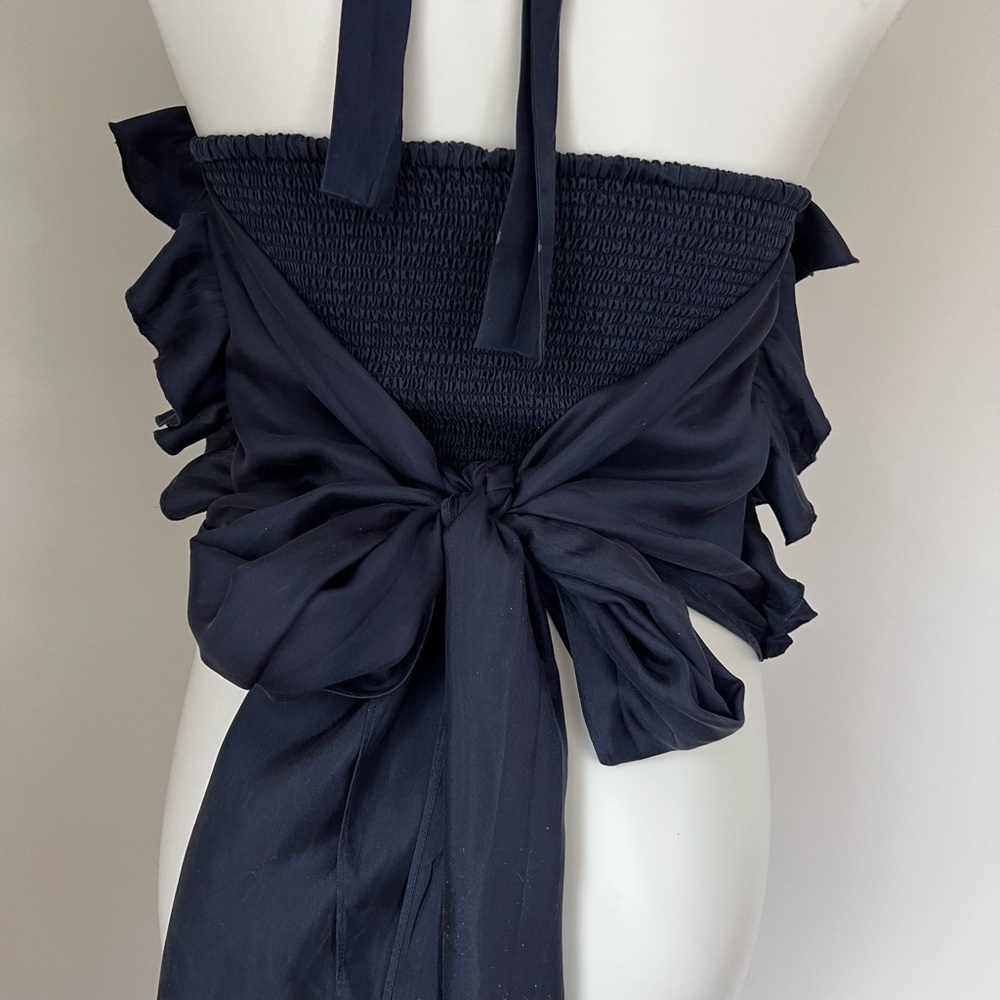 J.Crew Collection Navy Ruffle Halter Top - Picture 6 of 7